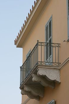 balcony from neoclassical house in athens greece