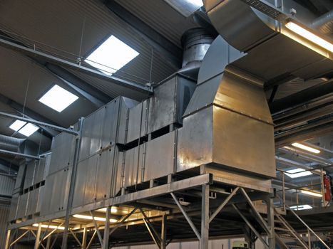 Modern industrial factory plant HVAC ventilation system
