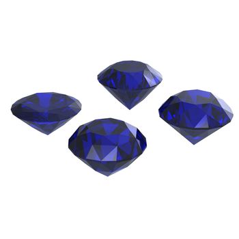 Round  blue sapphire isolated on white background. Gemstone