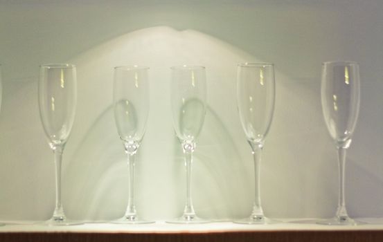 Empty wine glasses on the white background