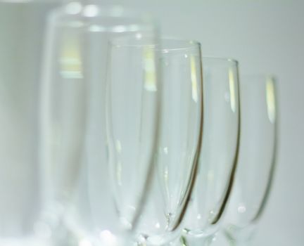 Empty wine glasses on the white background