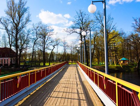 wooden bridge view to the park