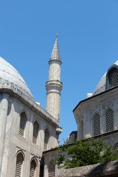 Istanbul - one of minarets Hagia Sophia. Turkey