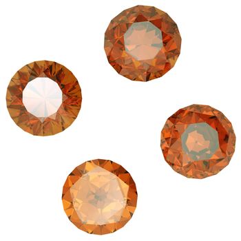 Round cognac diamond isolated on white background. Gemstone