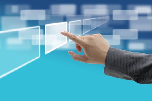 hand push on technology virtual touch screen interface