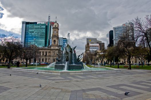 square with fountain in Adelaide, Australia