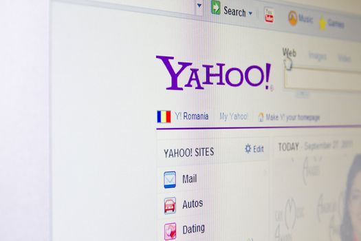 Yahoo website on monitor screen