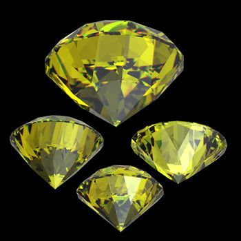 Round yellow sapphire  isolated. Gemstone
