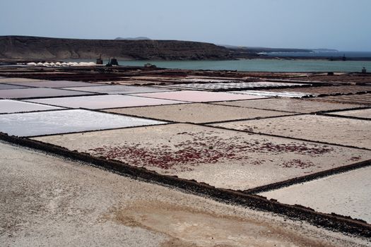 Salt works in Lanzarote from the isle of Lanzarote, Canarias.