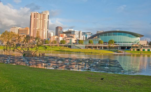 the downtown adeilaide and the river