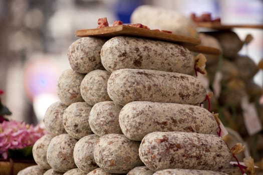 Close up of delicious salame