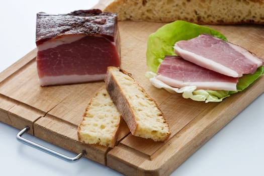 Speck ham on a cutting board