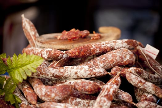 Close up of delicious salame