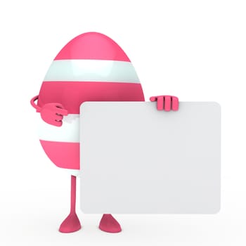 pink easter egg hold a white billboard