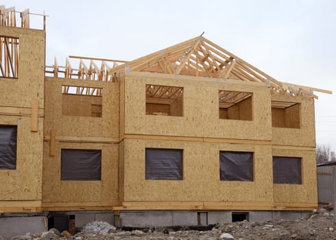 Second floor and roof of a new house during construction