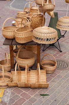 Handmade Wicker items on the street sale