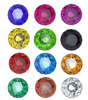 Collections of gems isolated on white background. Gemstone