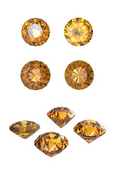 Round citrine isolated on white background. Gemstone