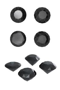 Round black sapphire isolated on white background. Gemstone