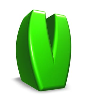 green letter v on white background - 3d illustration