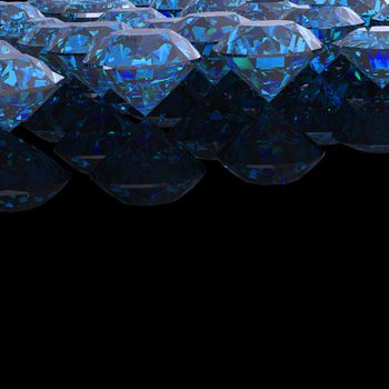 Swiss blue topaz on black .Jewelry background