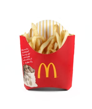 An isolated studio shot of McDonald's french fries.