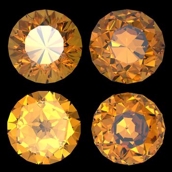 Round citrine isolated. Gemstone