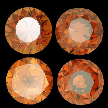 Round cognac diamond isolated on white background. Gemstone