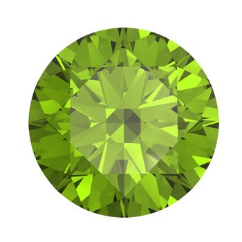 Round peridot isolated on white background. Gemstone