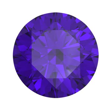 Round amethyst isolated on white background. Gemstone