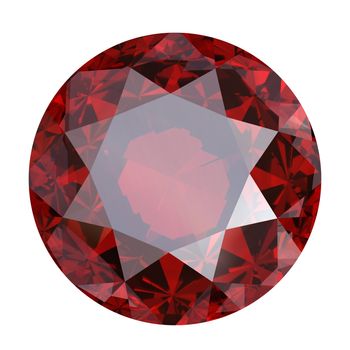 Round garnet isolated on white background. Gemstone