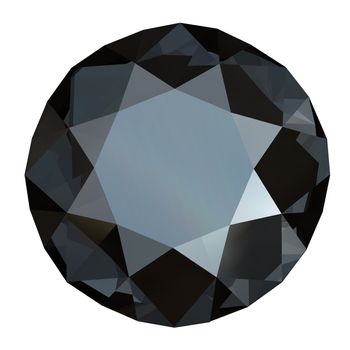 Round black sapphire isolated on white background. Gemstone