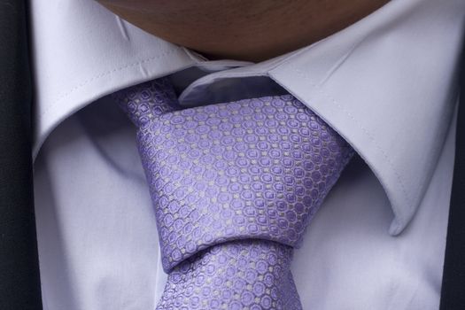Photo of purple necktie on shirt