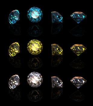 Collections of gems isolated on white background. Gemstone