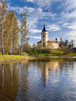 Mariental Castle in an early spring day with reflection in water