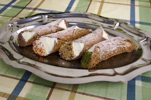 Tray Sicilian sweets, made with ricotta(cheese) cream