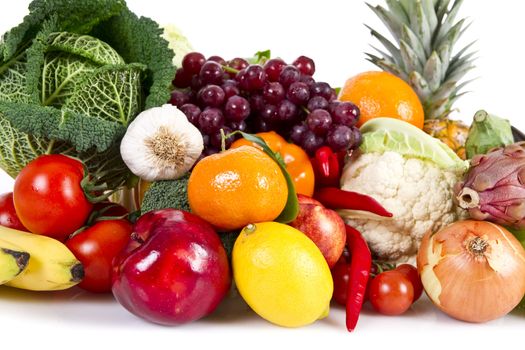 Fruits and Vegetables isolated over white