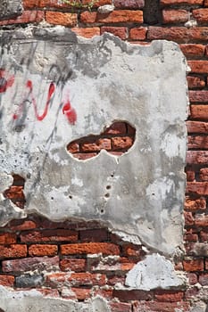 fragment of traditional red brick wall, vertical