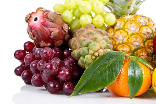 Various fruits isolated on white background