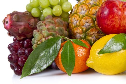 Various fruits isolated on white background