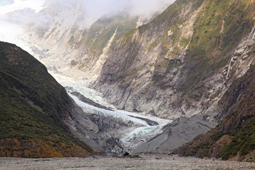 Franz Josef Glacier in Westland National Park of New Zealand's South Island. Southern Alps mountains.