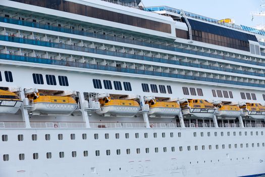 The passenger ship in port.
