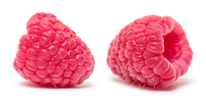 Ripe Berry Red Raspberry on white background