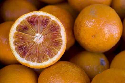 Close up of fresh sicilian oranges