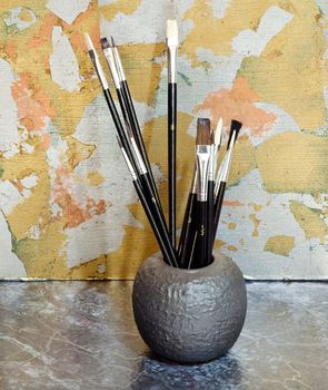 Various new Paintbrushes in a cup