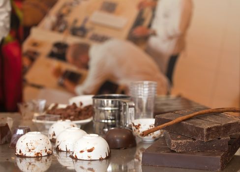 Chocolate and cinnamon on the table