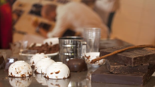 Chocolate and cinnamon on the table