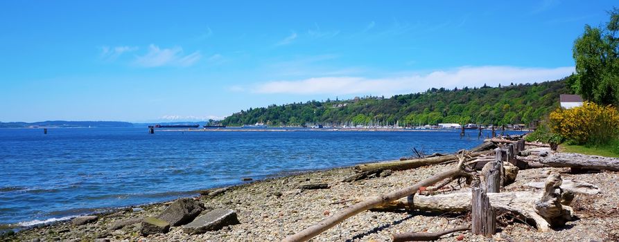 Tacoma Browns Point marina view and Mr.Rainier.