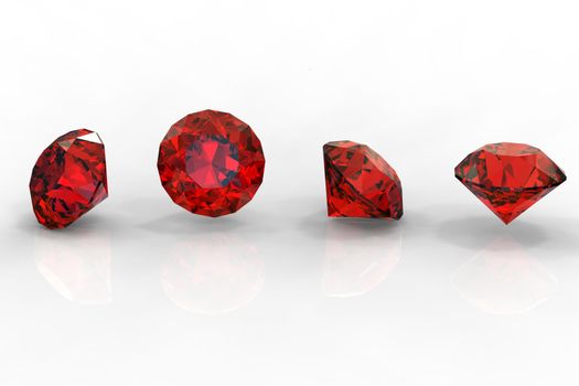 Round garnet on white background. Gemstone