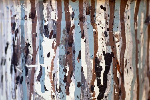 Brown and gray drippings on a dirty white background